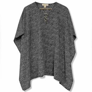 Michael Kors Black & White Printed Poncho Top